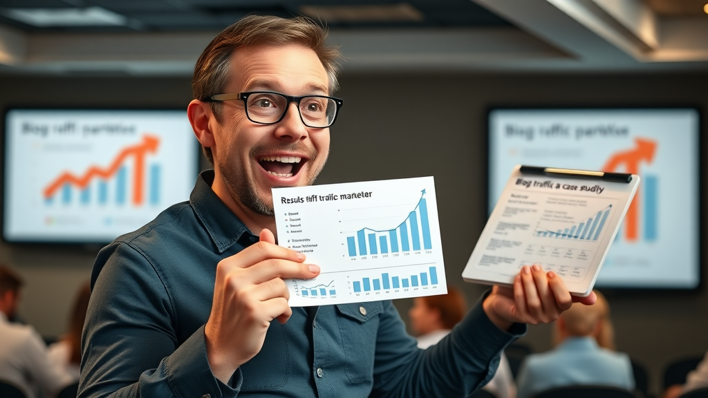 results-driven marketer presenting blog traffic growth case studies
