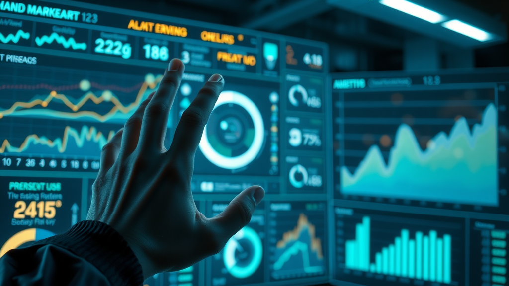 futuristic AI marketing dashboard showing analytics for Houston digital marketing campaign