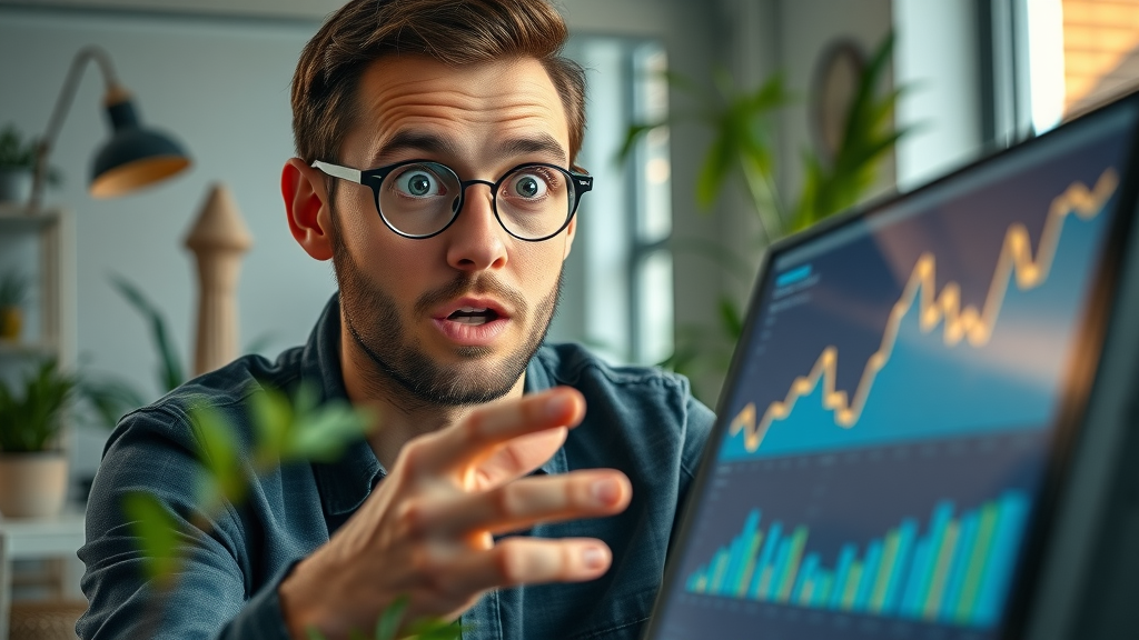digital marketer amazed at blog seo results, viewing analytics growth on a map