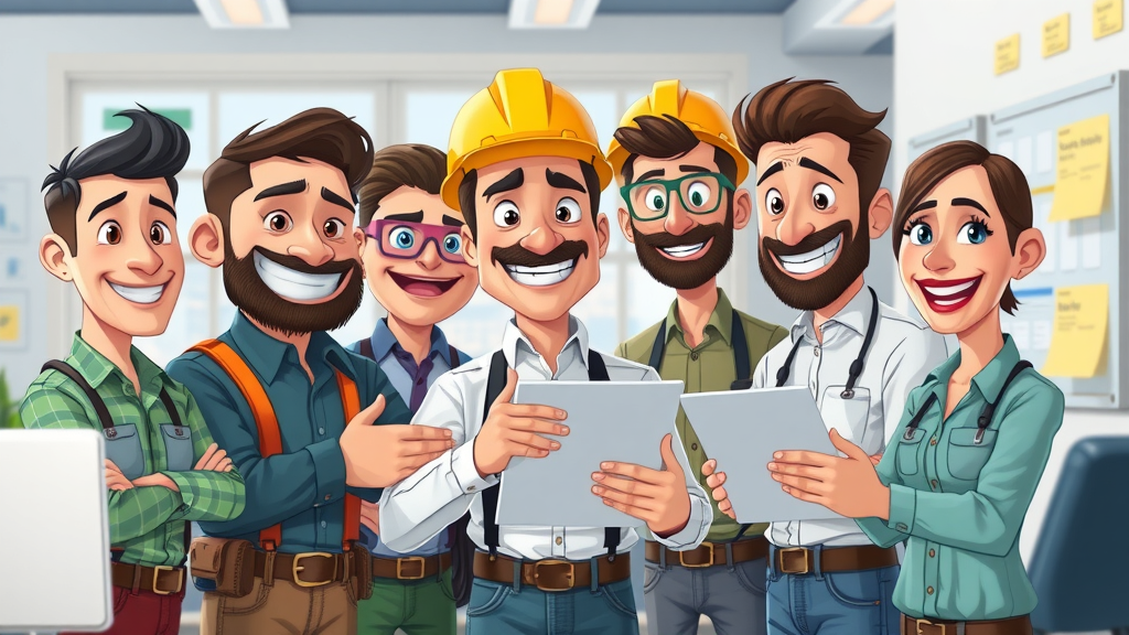 Contractor team collaborating to solve AI and marketing implementation challenges.