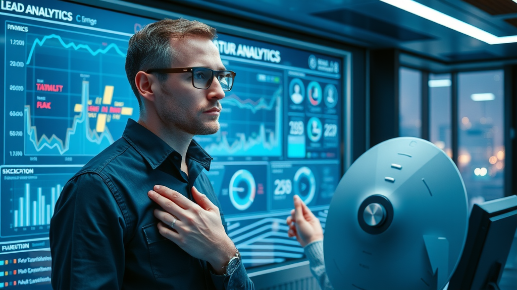 futuristic contractor lead dashboard displaying analytics and quality construction leads