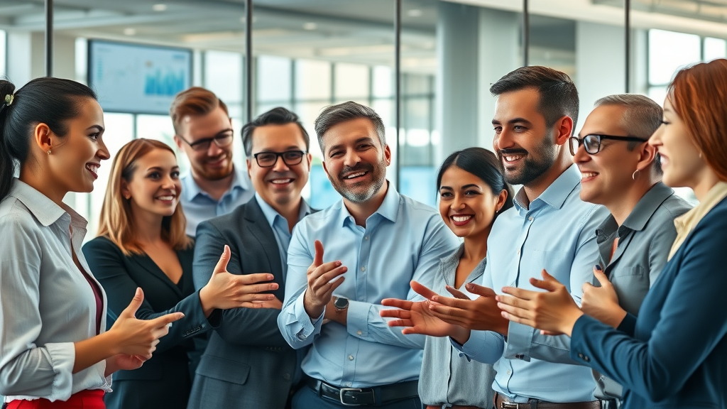 Personalization with AI: Engaged Team Collaborating on AI-Driven Marketing Strategy in a Modern Office