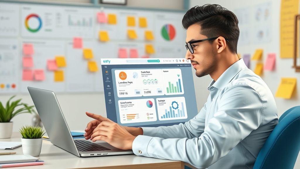 Analyzing AI marketing tool categories on laptop