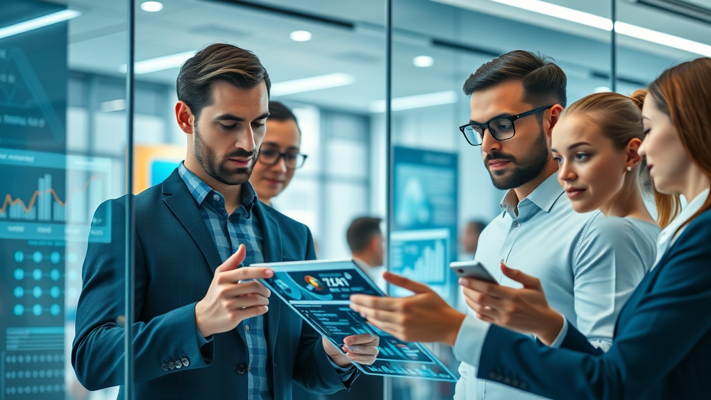 machine learning content customization futuristic business team digital personalized content streams