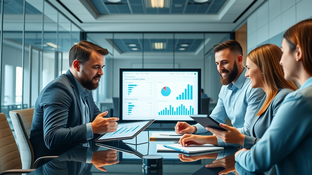 Houston AI SEO services, business team, reviewing AI SEO analytics