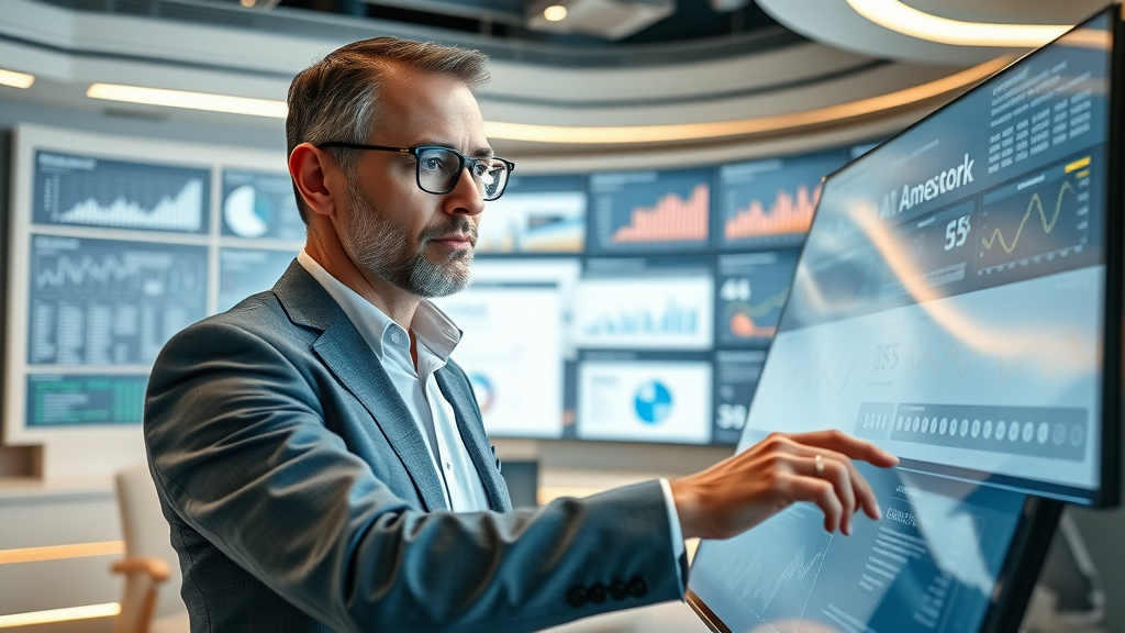 entrepreneur using AI-powered blogging platform for keyword research and analytics