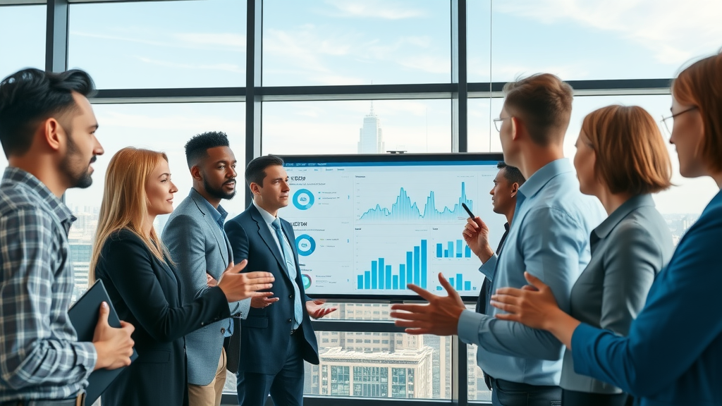 Houston AI SEO services - modern office setting, SEO analytics, Houston skyline