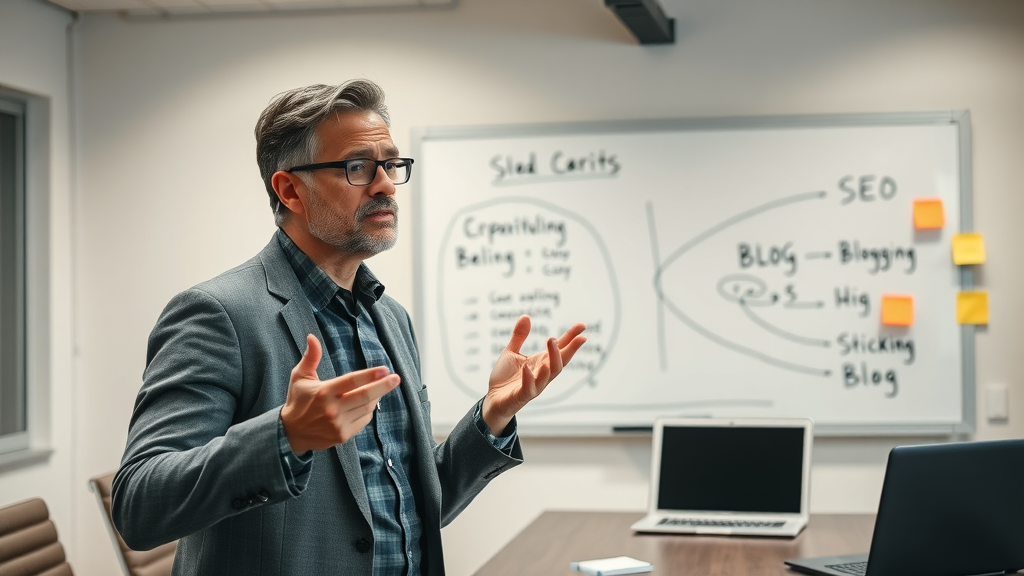 contrast of old-style SEO tactics and innovative blogging, content strategist at whiteboard, blog post optimization