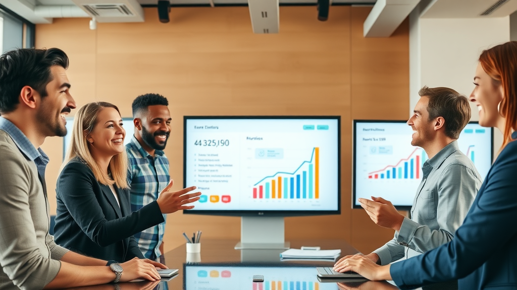 Diverse marketing team celebrating AI-driven customer segmentation success