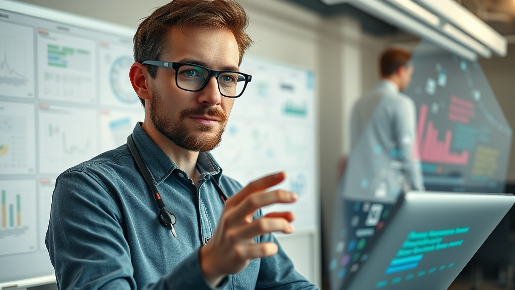 structured data SEO scientist designing schema markup with holographic code for NLP SEO