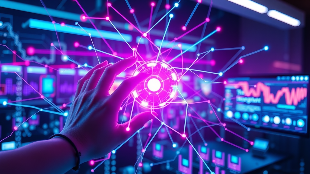 Vibrant AI neural network visualizing data flow for AI-driven marketing campaigns