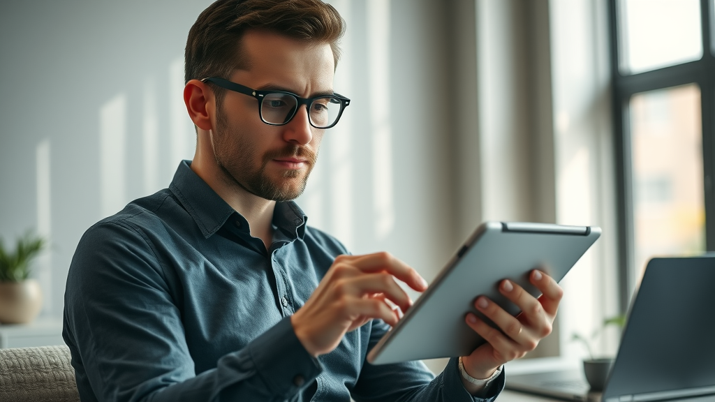 Strategic planning analytics review on tablet for data-driven content strategy
