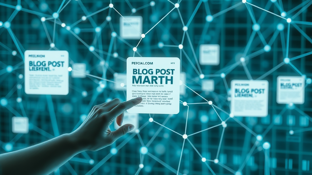 internal linking connecting blog post cards as digital web for seo authority