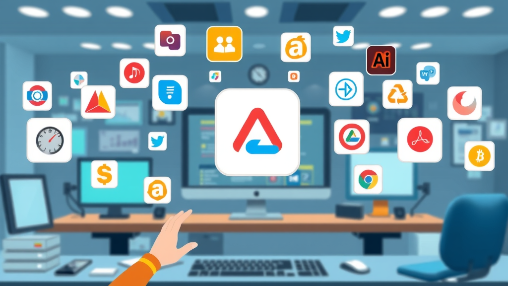 marketing automation platforms technology logos of top automation tools on digital workspace icons