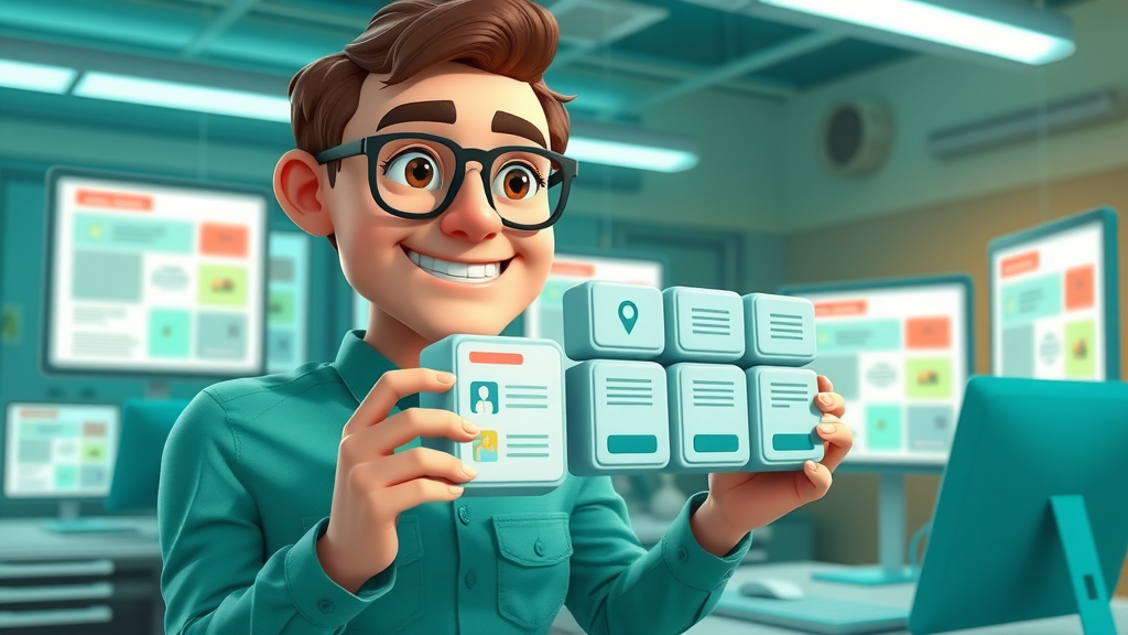 content strategist arranges blog post digital structure blocks for max seo