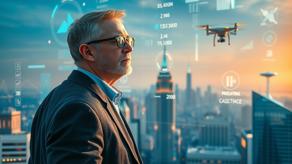future of marketing automation platforms with visionary leader observing AI analytics projections