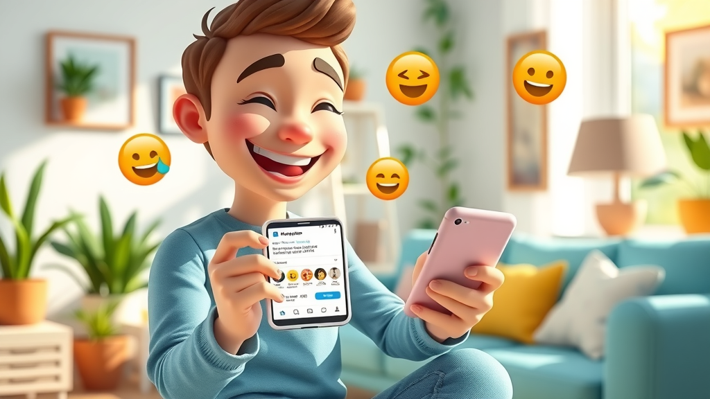 cheerful social media user receiving personalized content on mobile device, personalized content, personalized experience, social media engagement