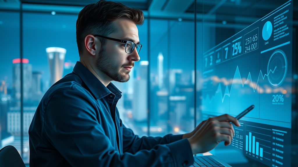 dynamic real-time analytics dashboard for artificial intelligence marketing strategies, marketer overseeing campaign adjustments with AI-powered visualizations