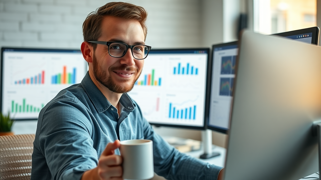 digital marketing analyst conducting A/B tests and reviewing automated content tailoring performance