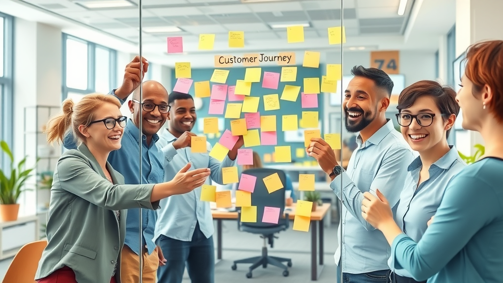 customer journey map marketing collaboration sticky notes