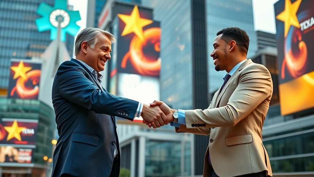 Houston businesses AI reputation management agency partnership handshake digital billboard