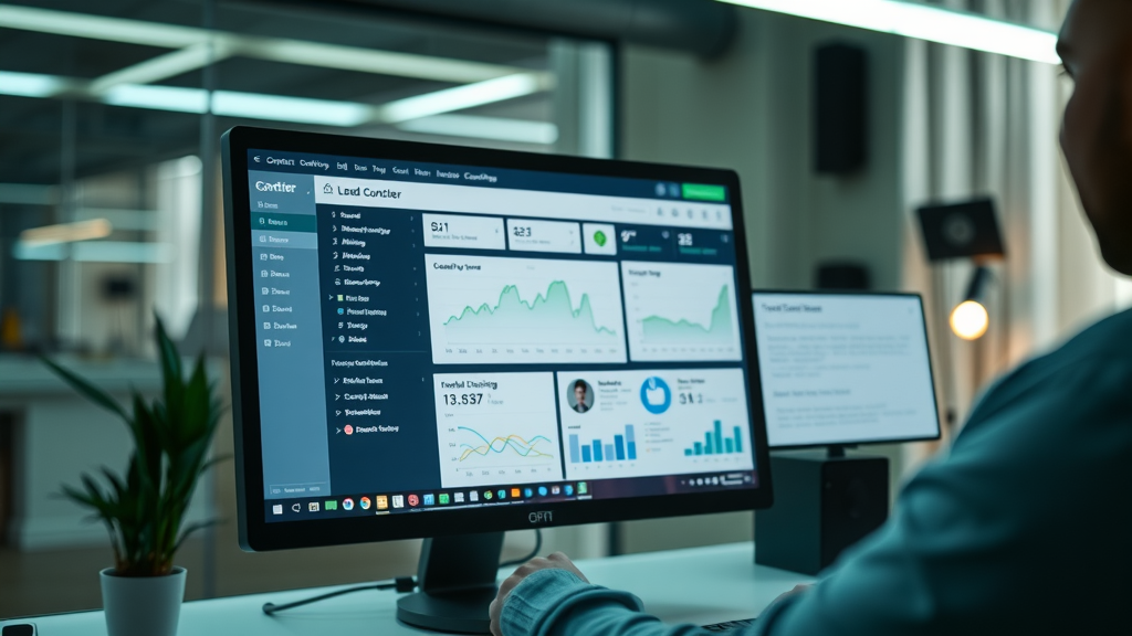 sophisticated contractor lead generation platform interface with analytics and lead tracking