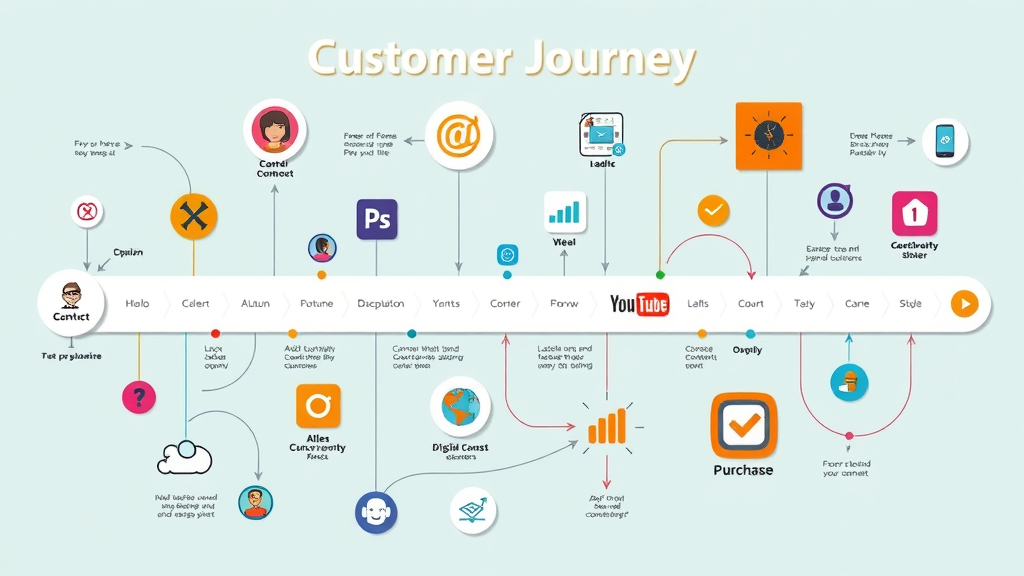 colorful digital customer journey map with automation triggers and touchpoints