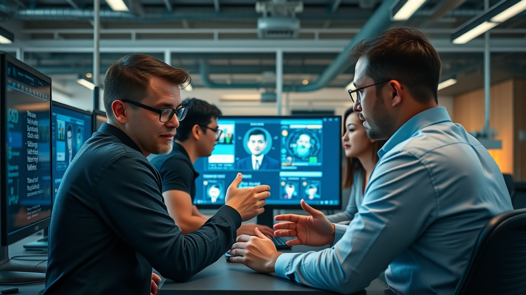 Houston AI SEO services, AI-assisted content creation, modern Houston tech office