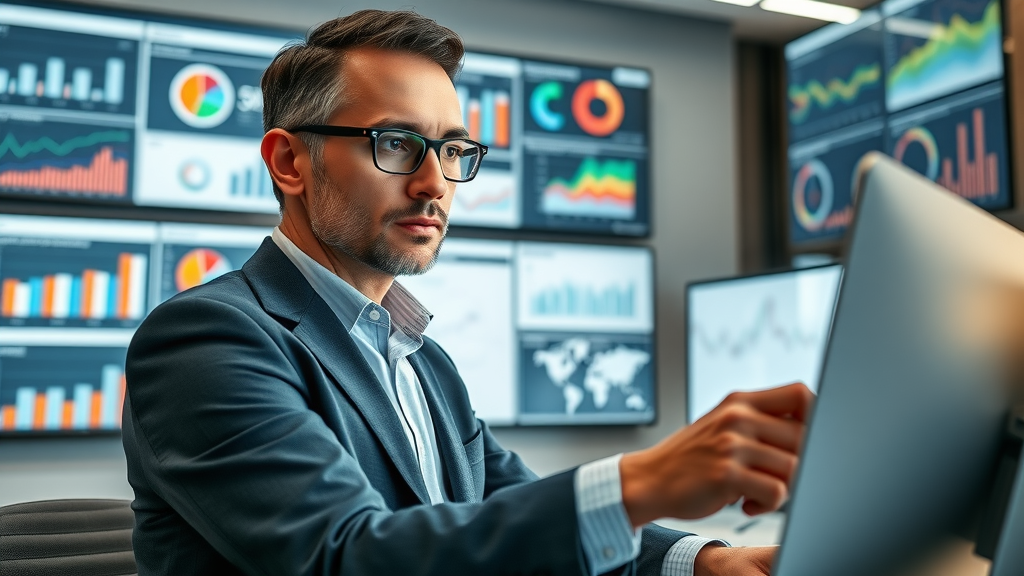 Business analyst reviewing robust AI-driven customer segmentation dashboards