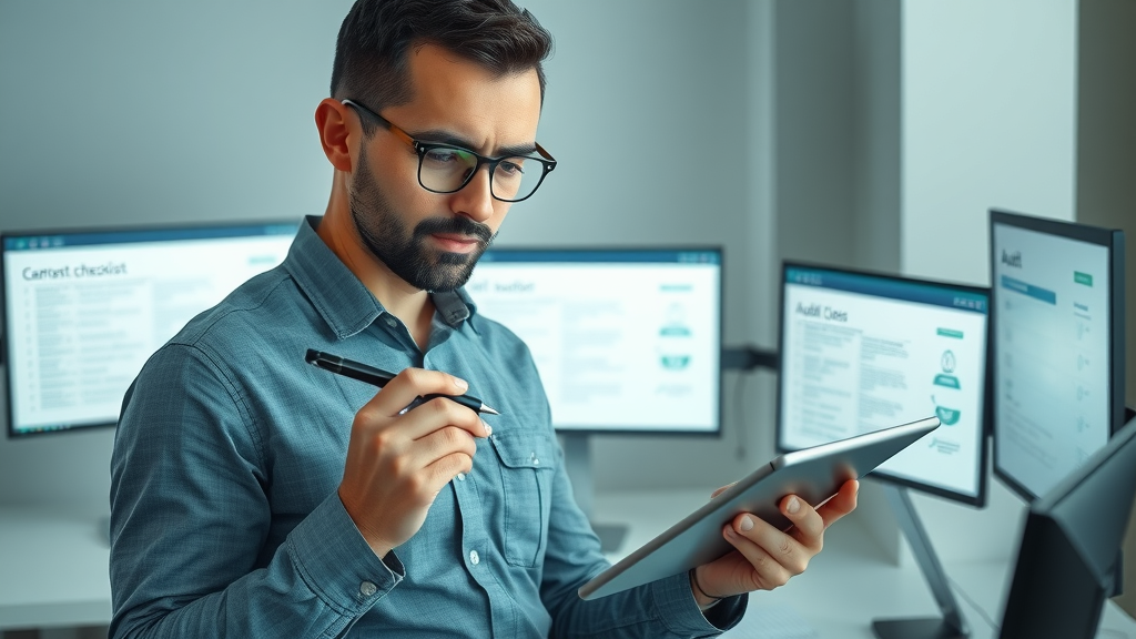 auditor ticking off checklist for content based recommendation system, accuracy and consistency audit process