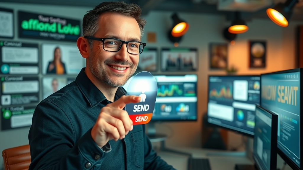 Marketing professional sending segmented campaign via AI interface, highlighting the effectiveness of AI customer segmentation