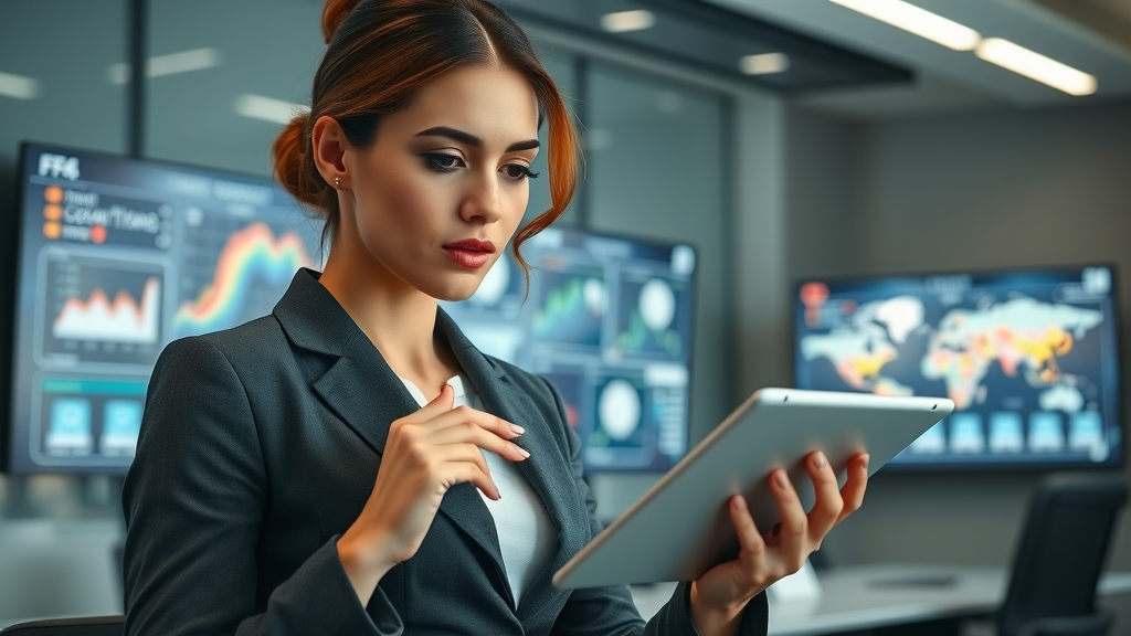 Marketing professional comparing AI marketing tool features