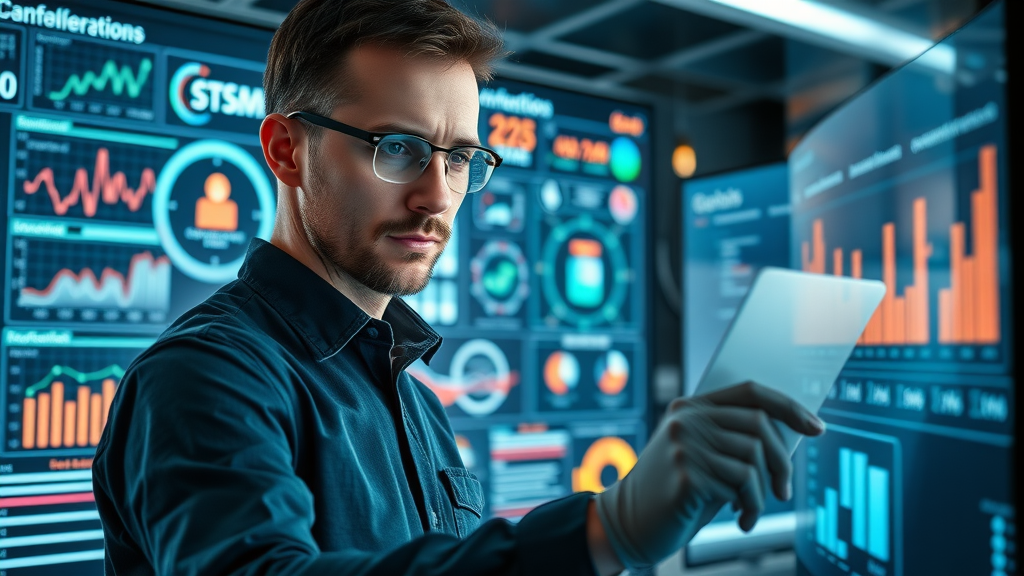 High-tech AI interface visualizing customer segments for machine learning model in Houston business.