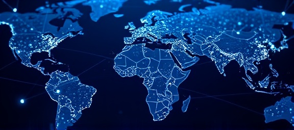impressive media channel network, interconnected platforms, expanding reach, photorealistic, spanning over a global map with nodes and connecting lines, highly detailed, animated signals and data transfer, 7k resolution, deep blue and white contrasts, soft luminous glow, shot with a telephoto lens.