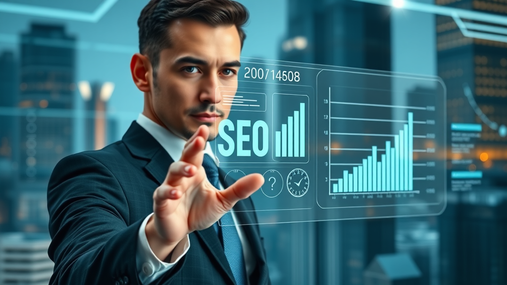 Elevate SEO strategy with Houston AI SEO services - businessperson and futuristic AI interface