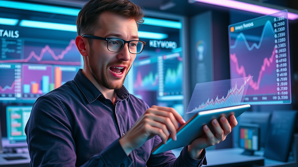 digital marketer analyzing long-tail keyword insights for blogs