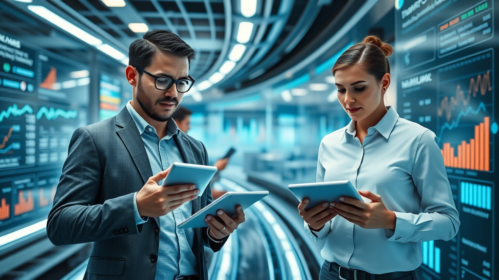 Marketers tracking data collection and campaign optimization cycles using machine learning and data analysis in digital marketing