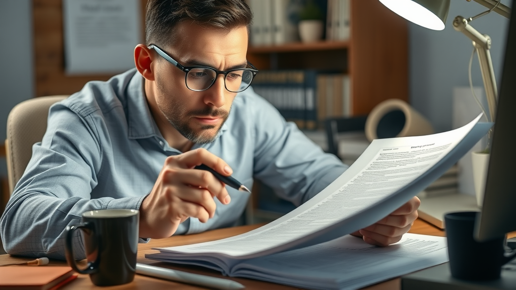 editor carefully reviewing AI-generated article for quality and originality