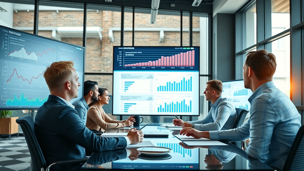 professionals analyzing marketing data, discovering SEO traffic growth