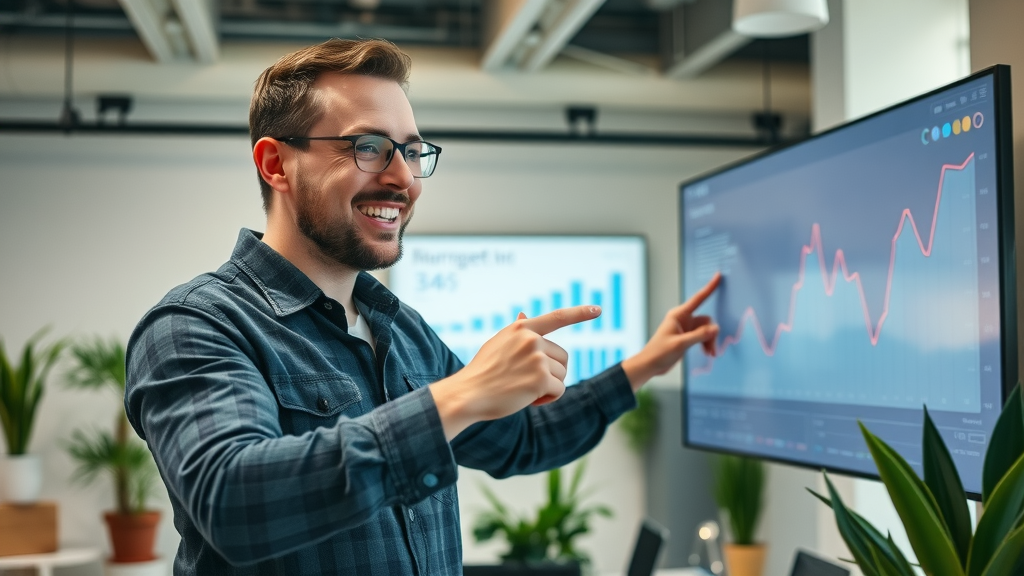 Successful contractor discussing marketing automation in a modern construction office