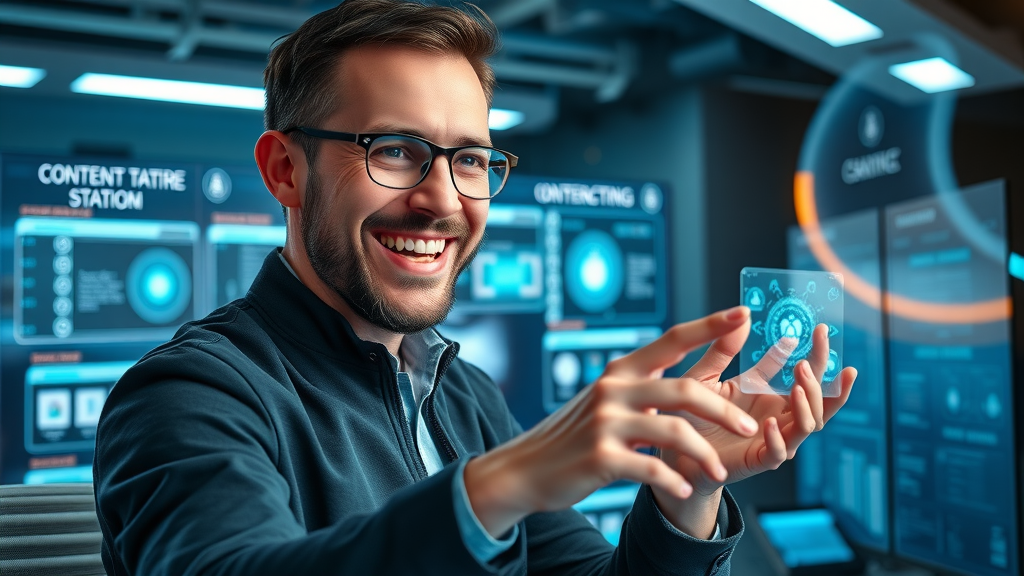 digital marketer uses ai-powered tools for seo blog strategies