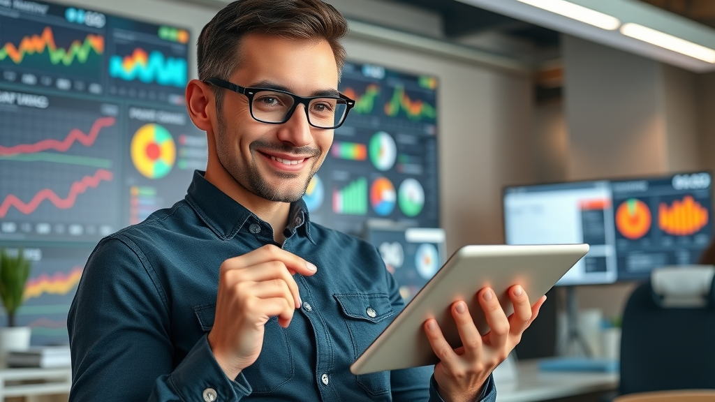 Motivated marketing professional checking off generative engine optimization marketing implementation checklist in modern workspace
