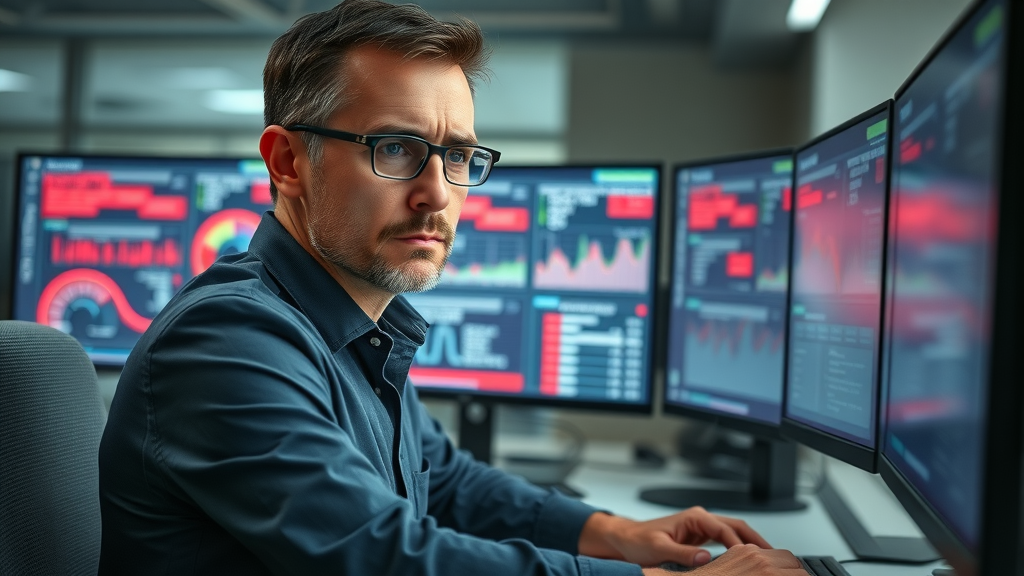 business analyst reviewing failed marketing campaign data, showing errors in data-driven marketing strategies