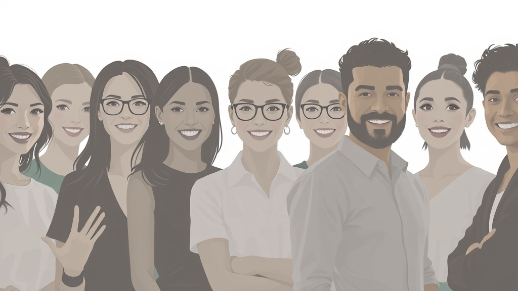 Diverse group of customers highlighted by demographic data points in digital silhouette, AI customer segmentation