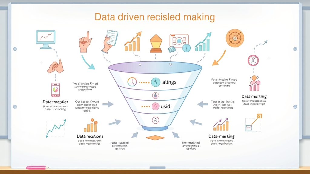 Five-step funnel infographic for data-driven content planning decision-making