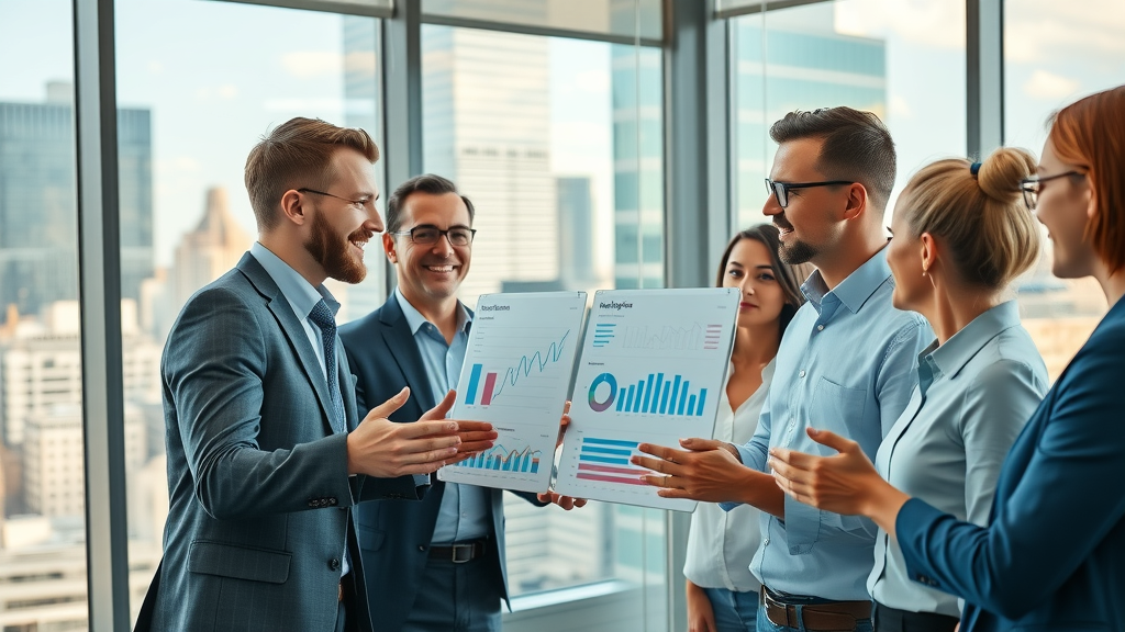 artificial intelligence marketing Houston professionals collaborating in a modern glass-walled office